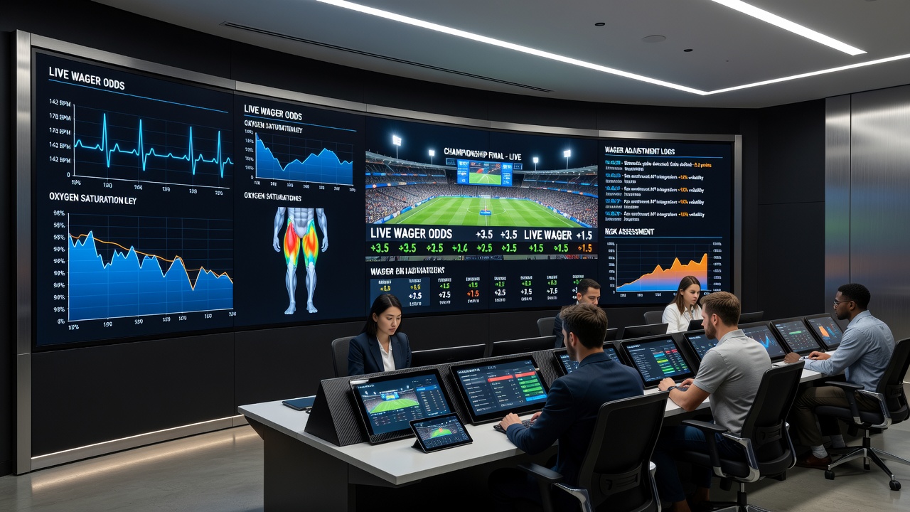 Live betting interface displaying biometric-adjusted odds during athletics championship