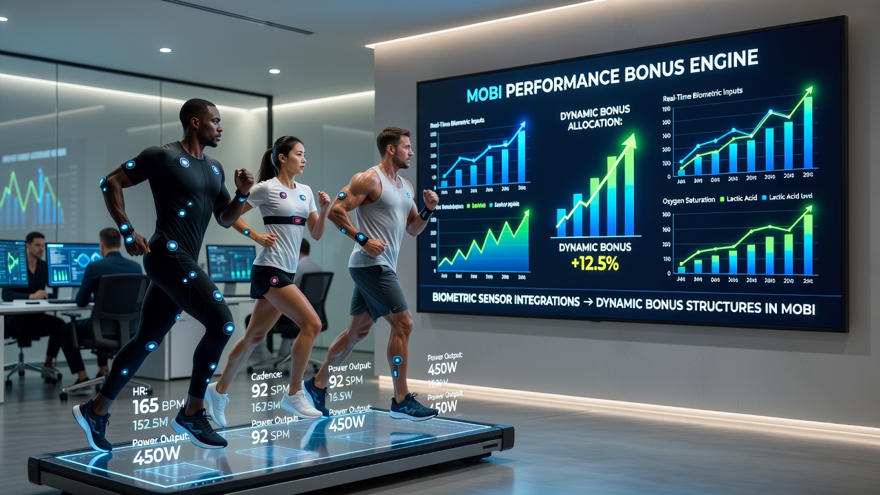 Close-up of biometric sensor data displayed on a mobile athletics betting app during a live global circuit event