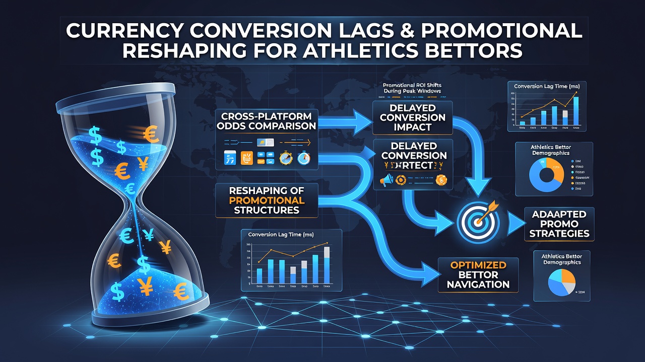 Athletics betting platforms displaying multi-currency promotional offers and conversion rate indicators during live track events