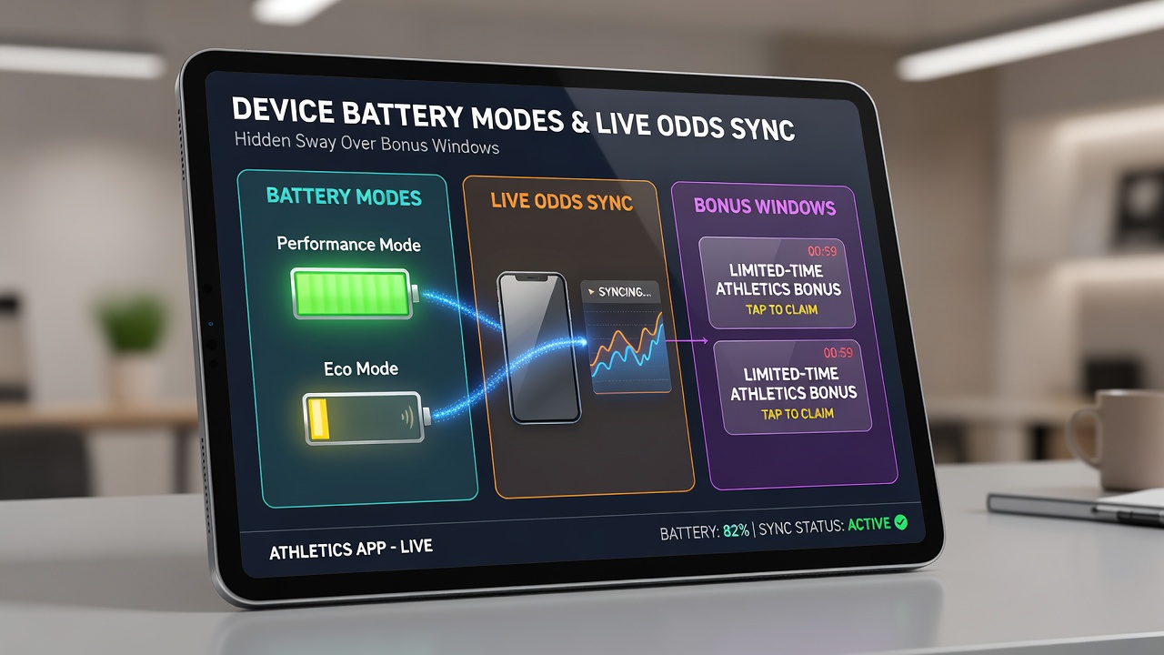 Close-up of mobile device settings screen highlighting battery optimization options alongside an athletics app notification