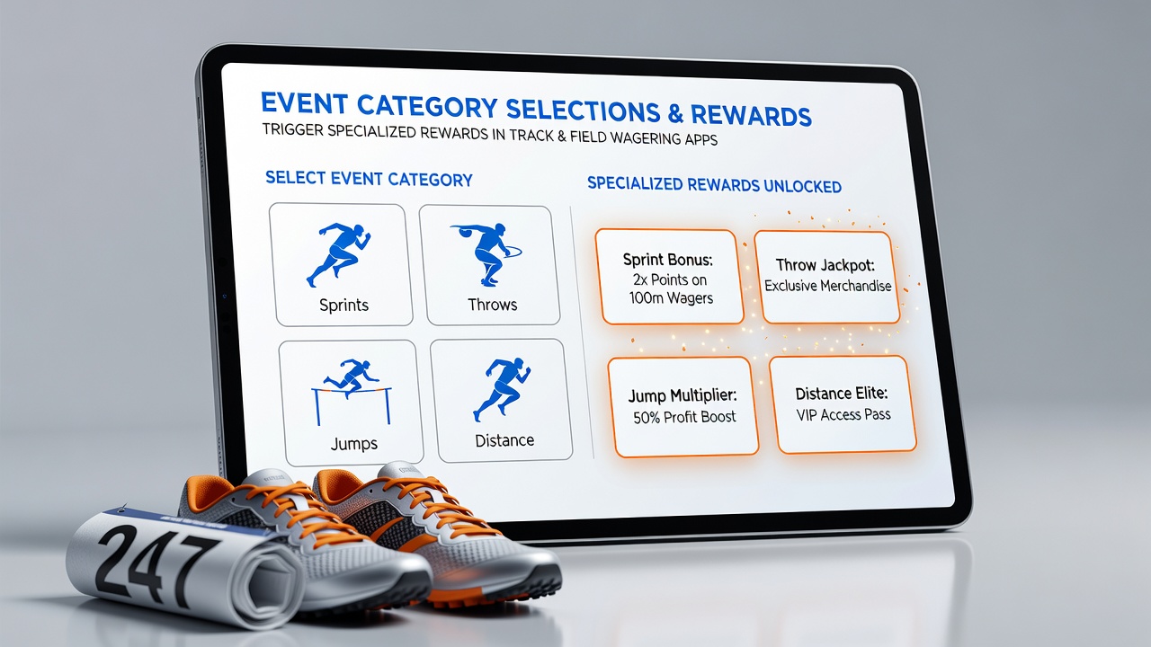 Athletes in relay race passing baton with mobile betting app showing specialized reward notification
