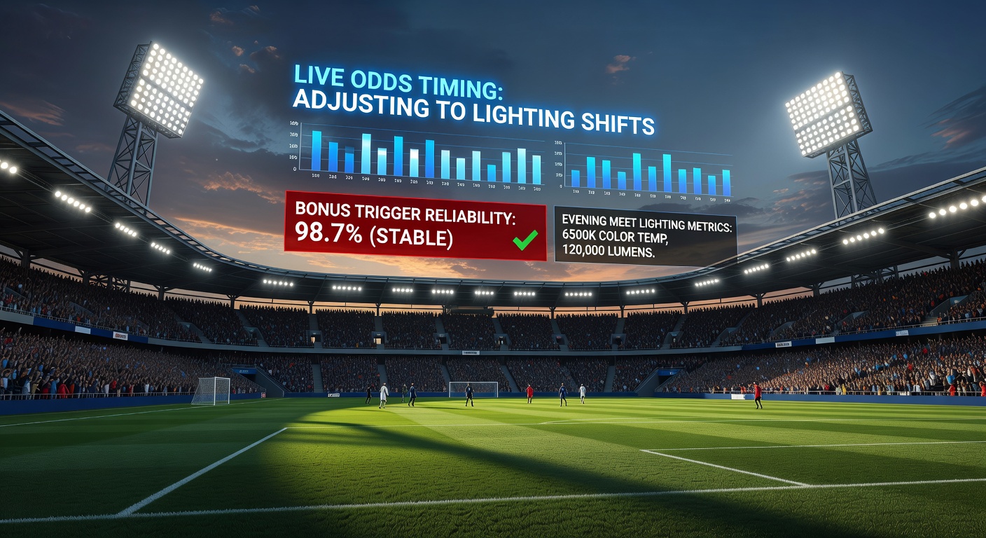 Close-up of a betting app interface showing live athletics odds during stadium lighting transition