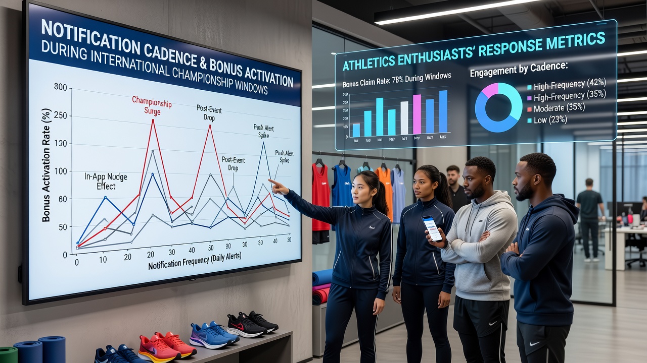 Athletics enthusiasts reviewing bonus notifications on mobile devices during championship events
