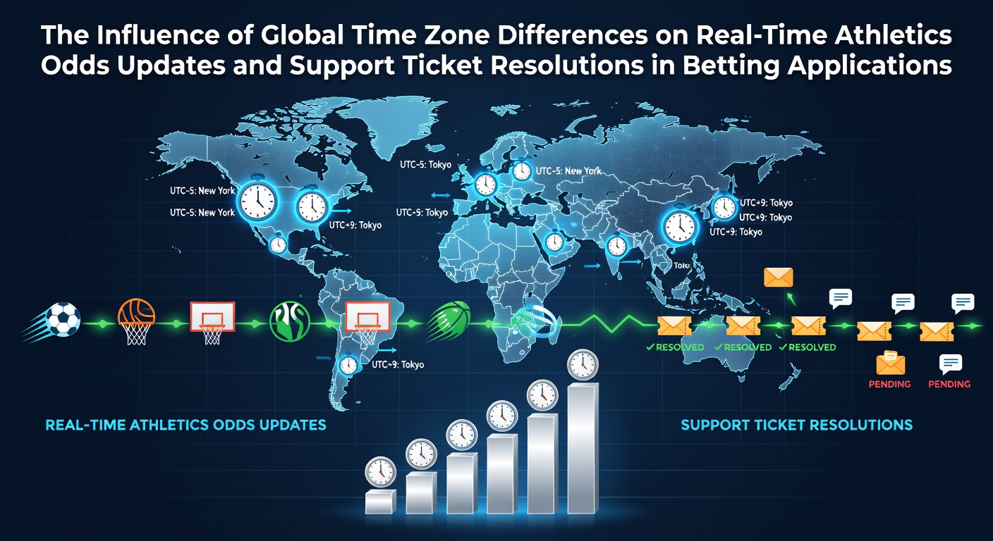 Global time zones map overlaid with athletics event schedules and betting app interfaces showing live odds updates