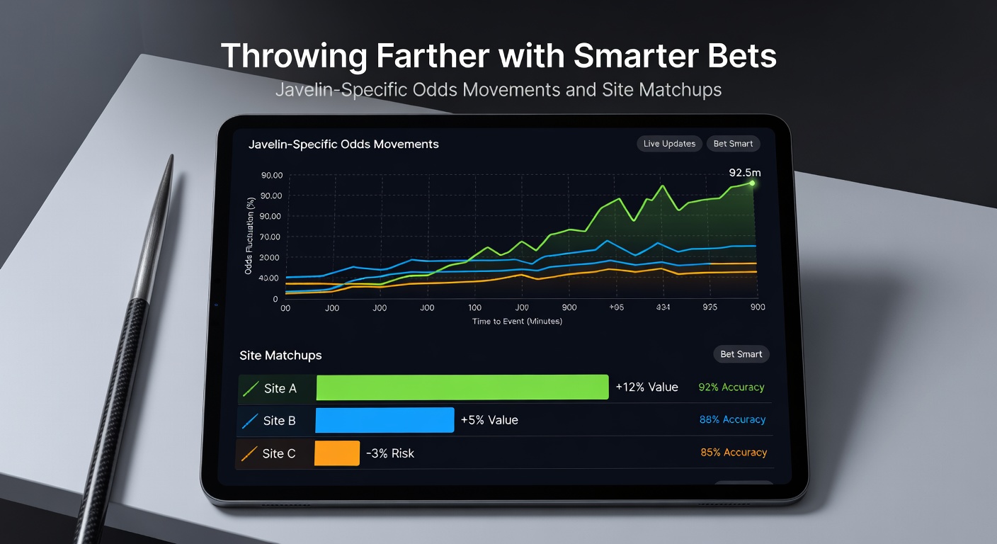 Close-up of javelin odds screen on a betting app during a live event, highlighting shifting lines