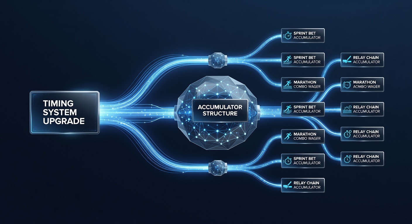 Modern athletics timing systems integrated with wagering platforms showing real-time data feeds