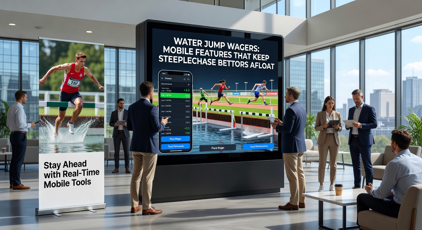 Mobile phone screen showing live steeplechase odds updating during a water jump wager, with push notification and streaming feed visible